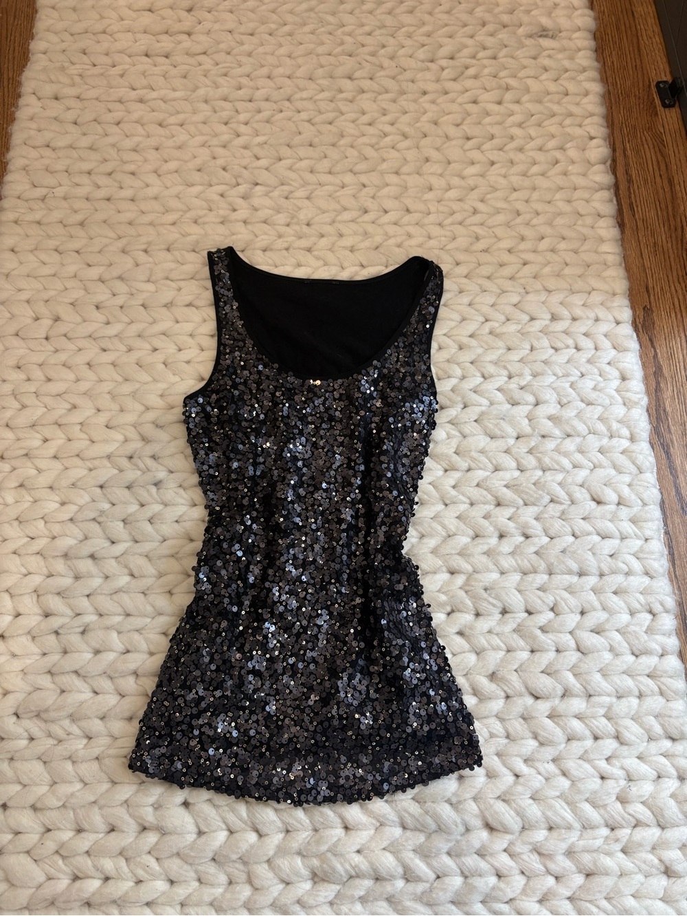 y2k express Sequin Tank Top - Black